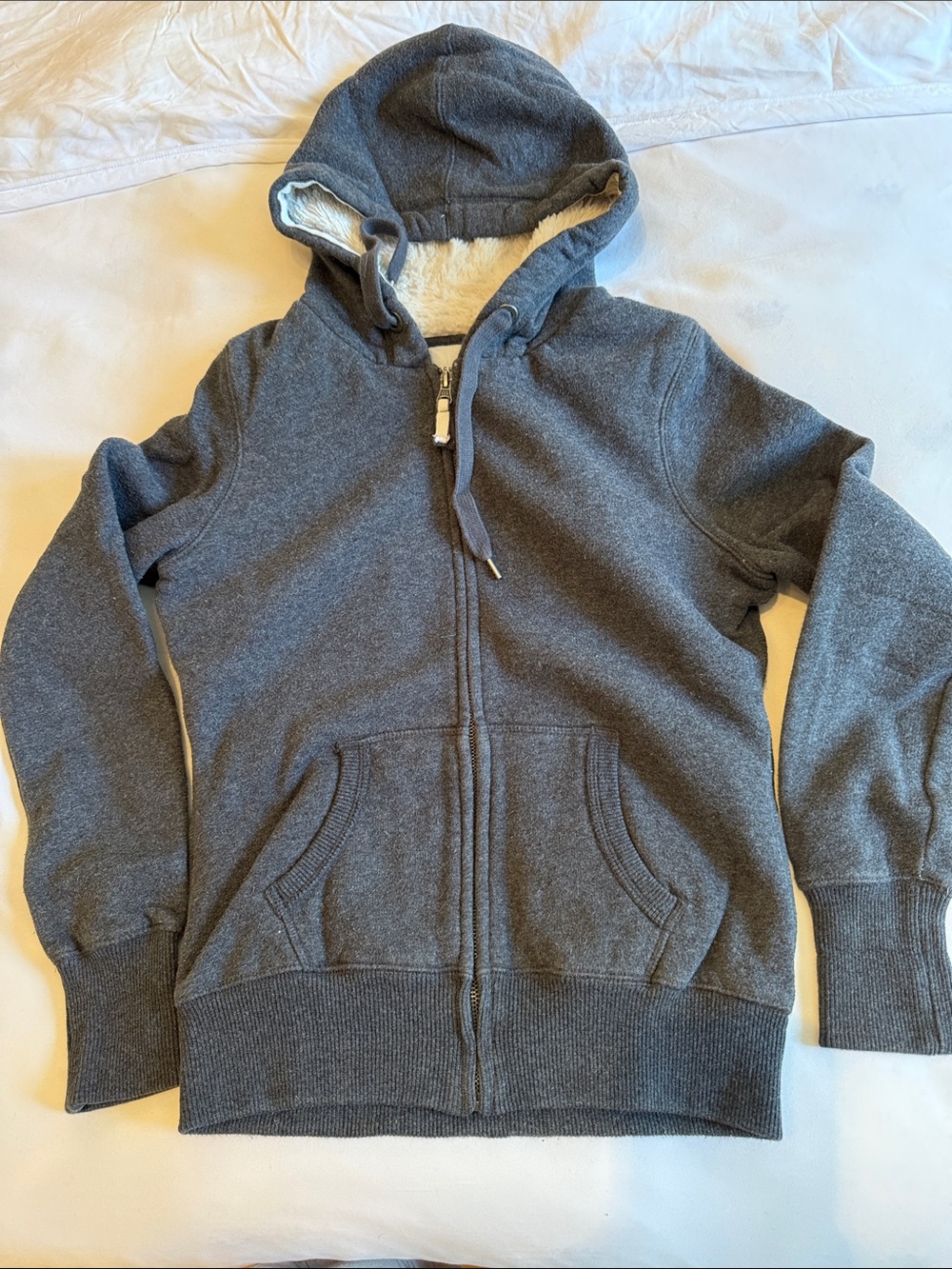 H&M Gray Zip-Up Hooded Sweatshirt